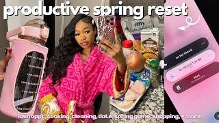 weekly vlog  SPRING RESET NEW MONTH STRESSED shopping date cooking college game more