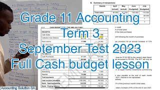 Grade 11 Accounting Term 3  Cash budget Full Lesson of 2024 Including debtors collection schedule