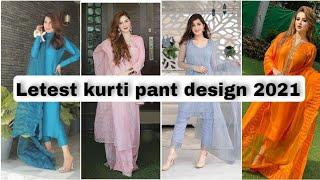 Straight pants with kurti design  Pencil pants for kurtis  Ladies kurti with pants Pants on kurti