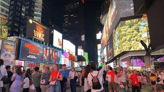 Walking from Columbus Circle to Times Square at night  New York Tour 4K #travel #newyorkcity