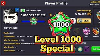 8 Ball Pool - 1000 Level First Ever Highest level - 5000b coins special  - Joker 8bp