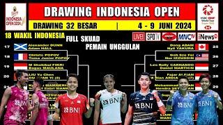 HASIL DRAWING INDONESIA OPEN 2024  JOJO GINTING JORJI FAJRI PRIFAD RIPHIT Indonesia Kirim 18 Wakil