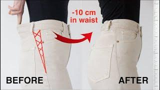 how to TAKE IN the WAIST OF YOUR JEANS  perfect waist fit 