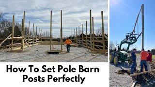DIY Pole Barn Construction #10 Setting Posts & Pouring Concrete With John Deere 5065E