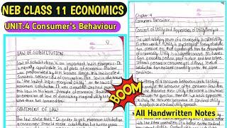 NEB class 11 economics unit 4 Consumers Behaviour full exercise notes