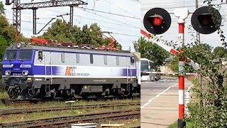 Old railroad crossing in Kościan Poland not existing anymore + EP09 with TLK passenger train