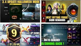  Bgmi 3.4 Update Helloween Mode  M416 Glacier Is Back In Bgmi  A9 Royal Pass Leaks  Mythic Forge