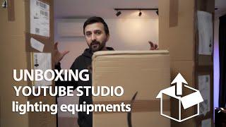 Un boxing for NEW Youtube studio SETUP  FeelWorld lights 