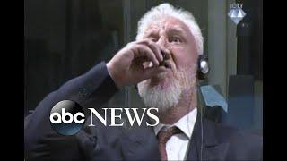 Bosnian war criminal drinks poison in court
