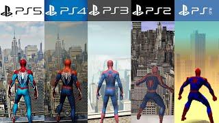 PS5 vs PS4 vs PS3 vs PS2 vs PS1  SPIDER-MAN - Comparison of Generations and Graphics 4k 60fps