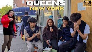 Walking Roosevelt Ave Queens NY Street Food People Walking - Migrant Street Hustle 4K 2024