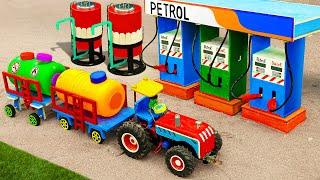 Diy tractor making mini tank truck transporting gas for petrol pump  diy mini Rainbow Brigde