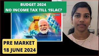 Budget 2024 - Income Tax Cut? Pre Market Report Analysis -Nifty and Bank Nifty Range -18 June 2024