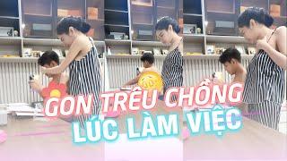 Gon Pink phá chồng lúc đang làm việc