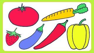 تعليم رسم الخضروات وتلوينها للاطفال  بكل سهولة خطوة بخطوة  how to draw vegetables easy