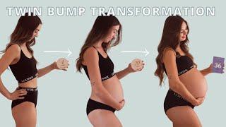 twin pregnancy bump transformation  5 weeks to postpartum week by week belly growth