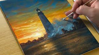 Painting a Lighthouse  Acrylic Painting for Beginners