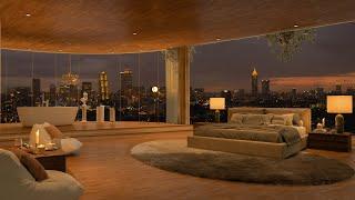 Luxury Jazz Evenings - 4K Serene Ambiance - Elegant Apartment with Urban Night Views 