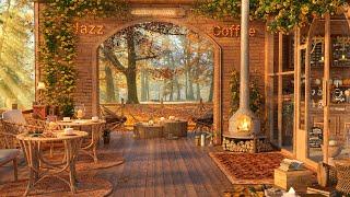 Relaxing Autumn Outdoor Coffee Shop Ambience 4K & Background Instrumental to Relax Study Work