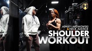 IFBB Pro Ashley Lakomowski and Nick Justice Train Shoulders  HOSSTILE