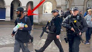 Mouthy IDIOT Harassing Guards Instantly Ejected by Armed Officers at Horse Guards