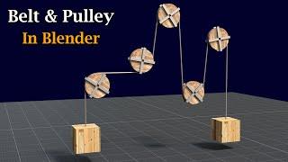 Belt & Pulley or Rope & Pulley In Blender  Curve Modifier & Drivers  Easy Mechanics