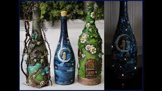 Upcycled wine bottles with fairy lights DIY tutorial  Fairy house  Miniature worlds  Fantasy art