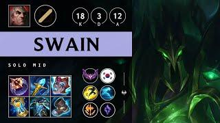 Swain Mid vs Taliyah Quadra Kill Legendary - KR Master Patch 14.18