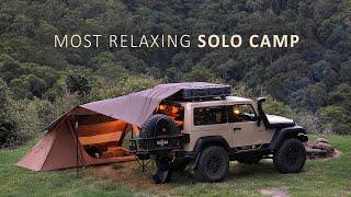 Relaxing SOLO Camping with Rain Forest Mountain views  gloomy weather cosy shelter rain ASMR 