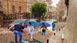 Flash floods in Greeces kozani from fast downpours