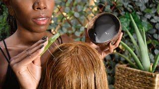 ASMR Extremely Relaxing Aloe GEL Treatment Hair wash COCONUT Shampoo Scalp Inspection