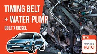 How to replace the timing belt and the water pump Golf mk7 1.6 or 2.0 TDI 