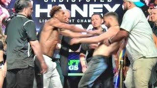 Devin Haney vs. Vasyl Lomachenko weigh in THINGS GET PHYSICAL