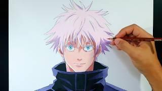 Cómo dibujar a Satoru Gojo con lápices de colores Jujutsu Kaisen  Tutorial  ArteMaster