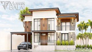 Simple and Elegant Modern Two- Storey House Design  4-Bedroom