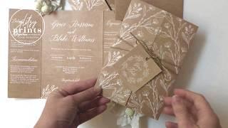 Grace Rustic Kraft Tri-fold Wedding Invitation