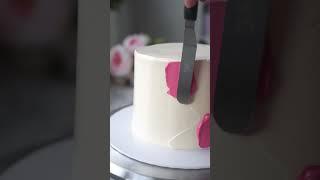 Birthday Cake using Italian Meringue Buttercream #shorts #pinkcake #yummycake