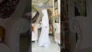 Model Gamis Syari Putih Terbaru 2024 Musim Haji Lebaran Idul Adha  0813-2626-5177