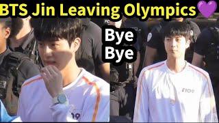 BTS Jin Leaving Olympics Paris 2024  Bye Bye Jin  BTS Jin 2024 Olympics Paris Torch Running #jin