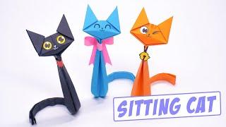 Easy Origami Sitting Cats  How to make paper cute cats