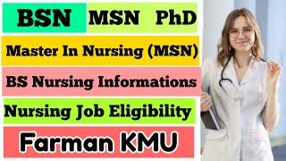 BSN Nursing Information  Masters In Nursing MSN  Nursing Scope In Pakistan  Nursing Jobs Farman.