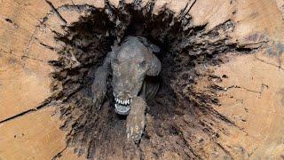 Dog found MUMMIFIED inside tree trunk after getting stuck chasing raccoon 20 years earlier