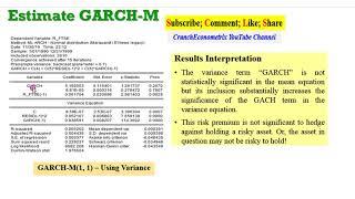 EViews10 How to Estimate GARCH-in-Mean Models   #garchmodels #garchm #tgarch #volatility #egarch
