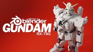 Mecha in Blender - RX-79 Gundam - 3D Modeling Timelapse no audio