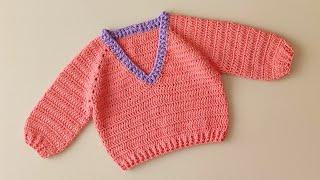 EASY CROCHET KOLAY V YAKA KAZAK YAPIMITığ işi V Yaka Kazak YapımıCrochetpattern