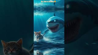 Baby Shark Chasing Ginger Cat  #cute #cat #kitten #shorts