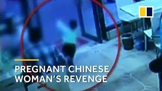 Pregnant Chinese woman deliberately trips boy then continues eating