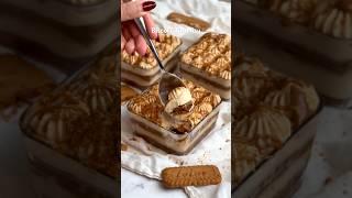 Easy creamy Biscoff tiramisu made with 7 ingredients & 10 min of work #recipe #biscoff #tiramisu