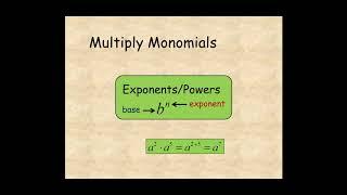 Algebra 1 Multiply Monomials