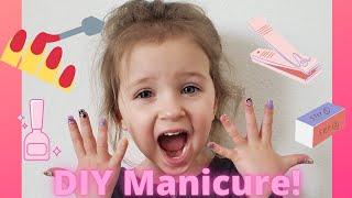 DIY Manicure at Home for Kids  Press On Princess Nails For Kids  Giving my Daughter a Manicure